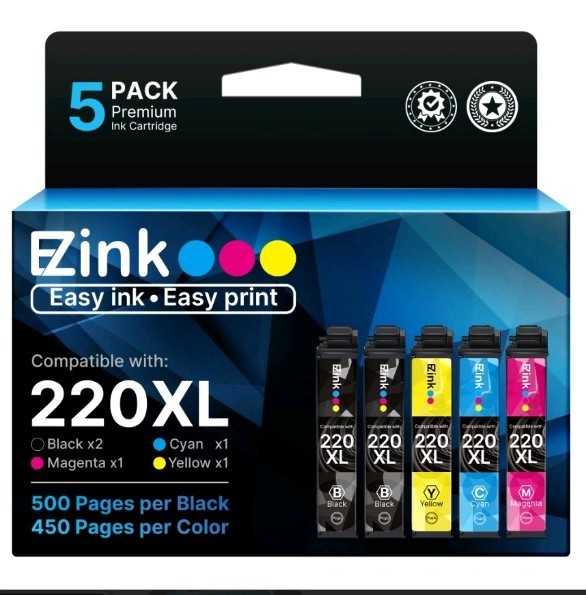 Ezink 220XL Manufactured Replacement For Epson (SEE PICTURES)