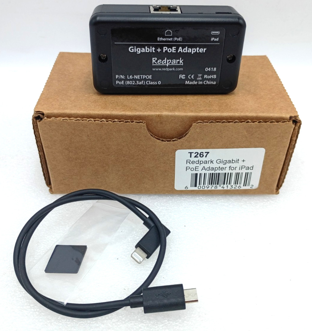 New OPEN BOX Redpark Gigabit Ethernet PoE Adapter for iPad L6-NETPOE Black T267