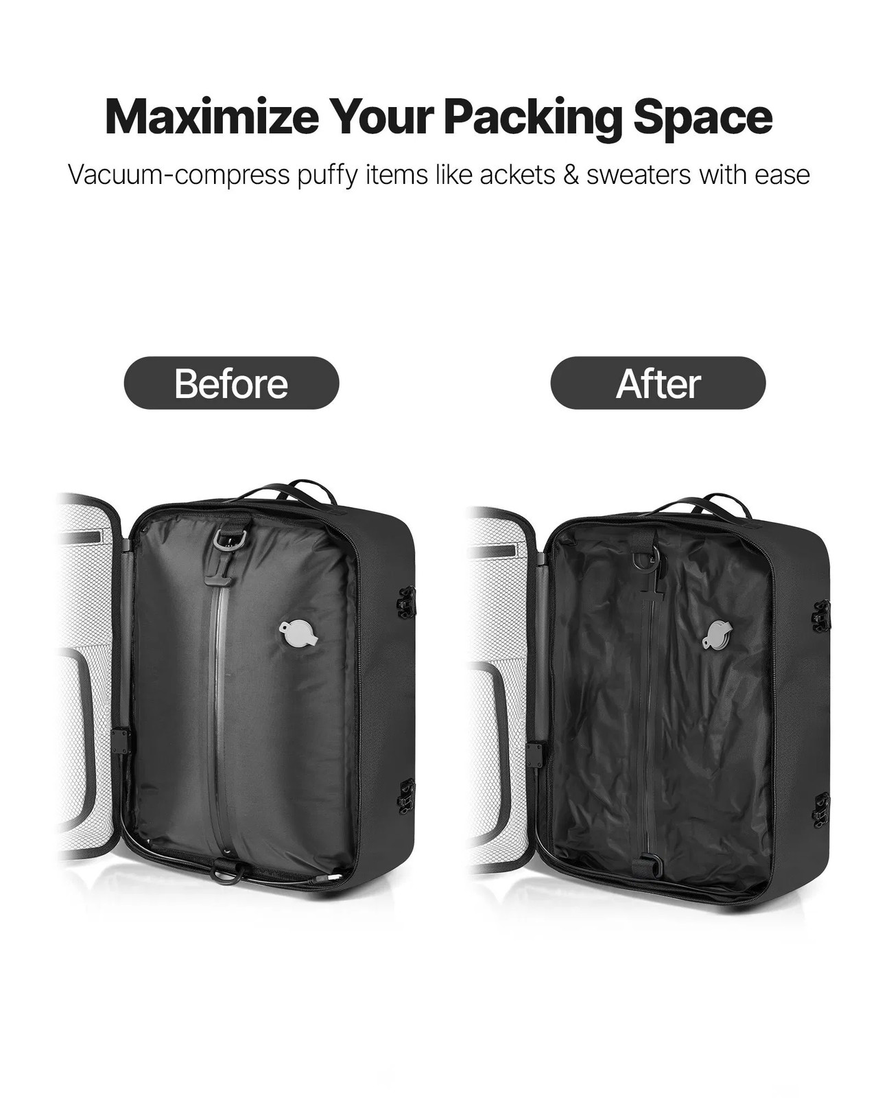 Vacuum Travel Backpack, 35L, Vacuum Seal Compression Travel Backpack with Air Pu