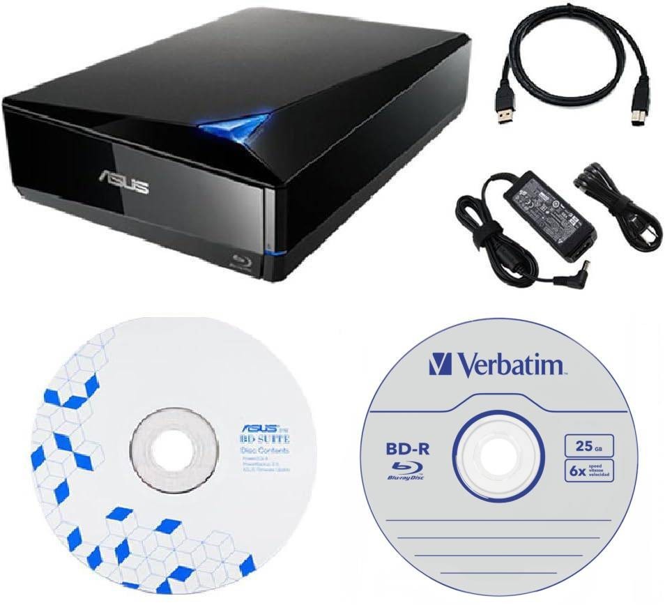 ASUS BW-16D1X-U 16x Blu-Ray Burner Drive with USB 3.0 +FREE 1pk 25GB BD-R MDisc