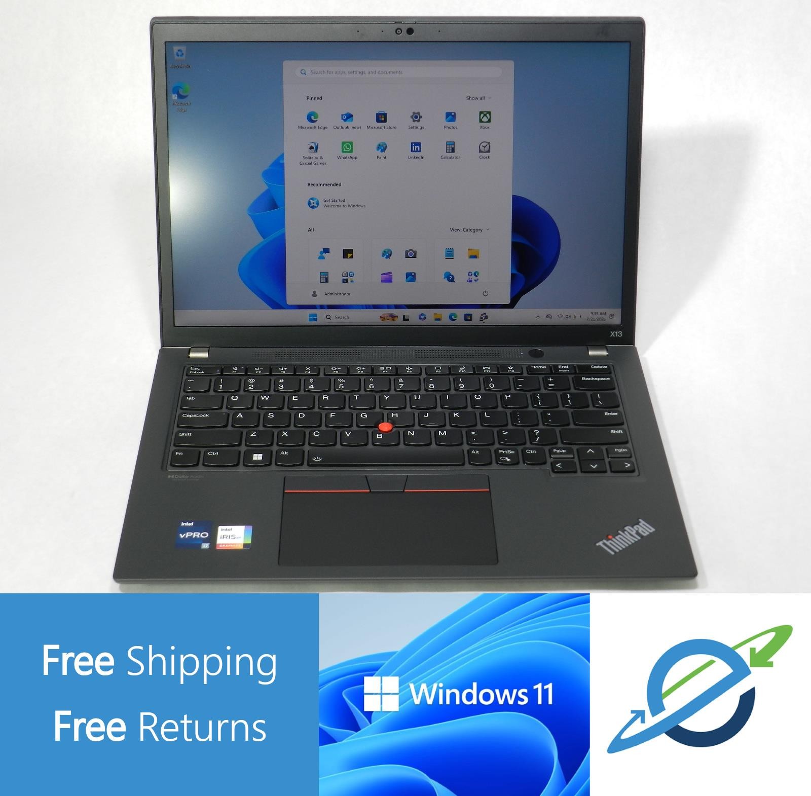 LENOVO THINKPAD X13 GEN 3 | i7-1265U | 256GB SSD | 16GB | A+ | BH: 100% | WIN11