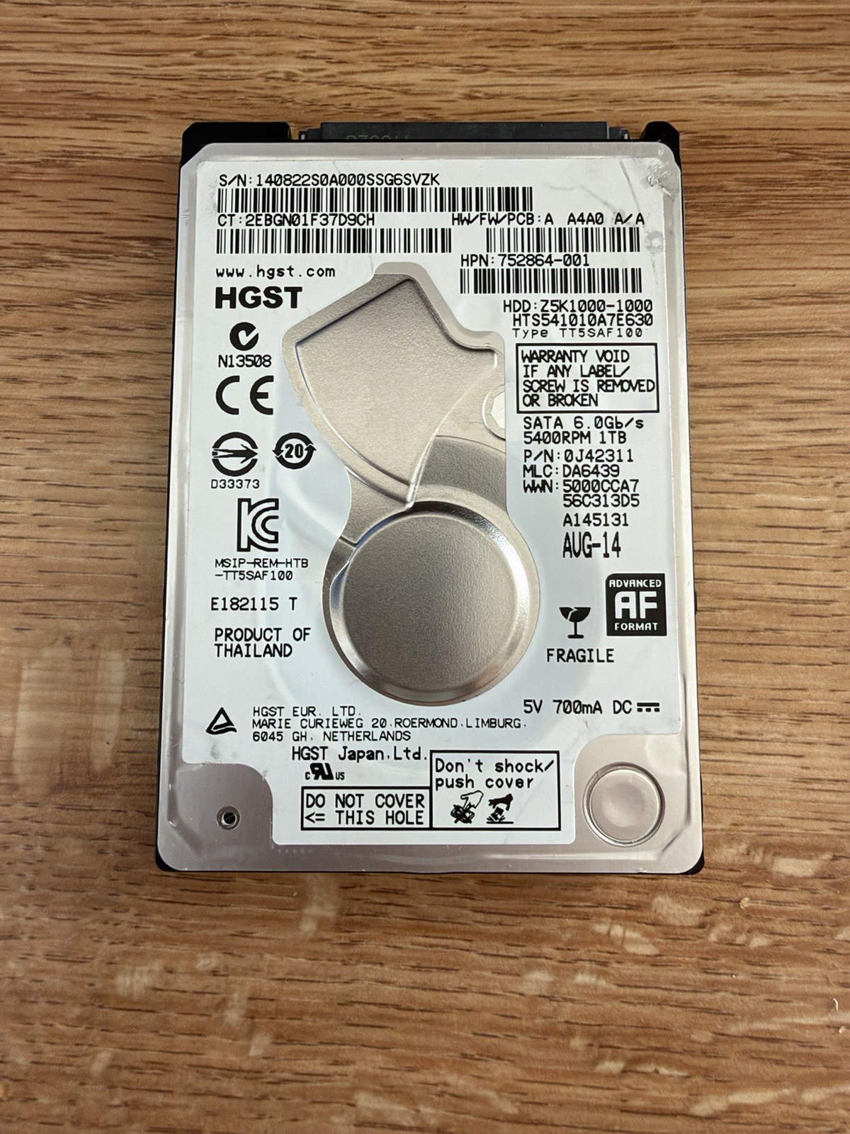 HGST HTS541010A7E630 1TB 2.5” Laptop HDD Z5K1000-1000