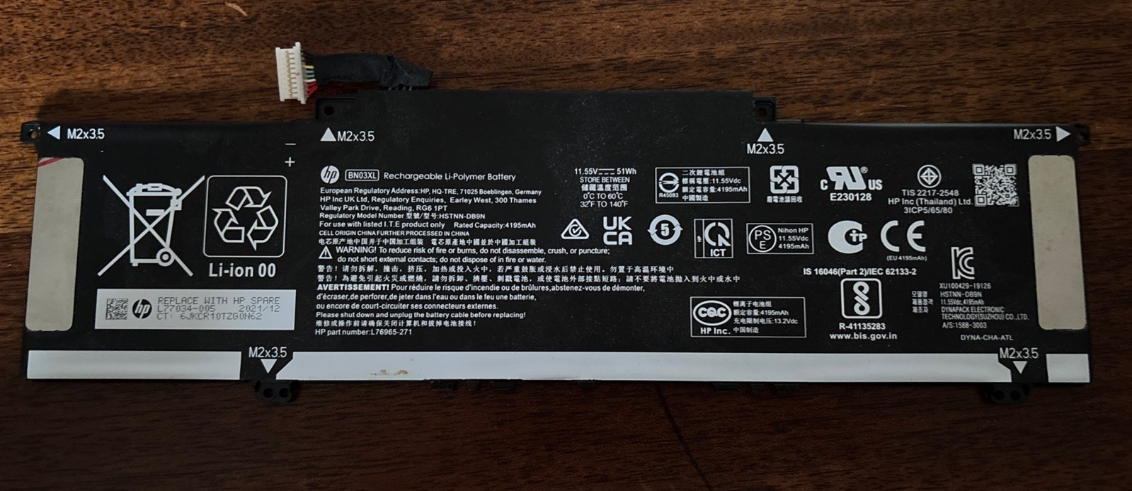 HP Envy x360 15-ee1093cl 15.6" Battery 11.55V 51Wh 4195mAh BN03XL L77034-005 OEM