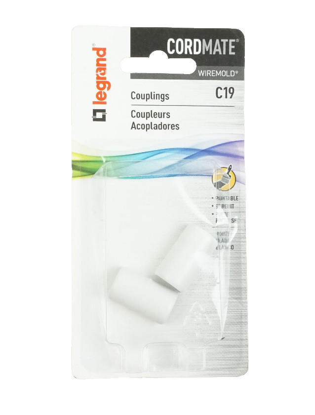 Legrand Wiremold CordMate Cord Cover Coupling White (2 Pack) C19