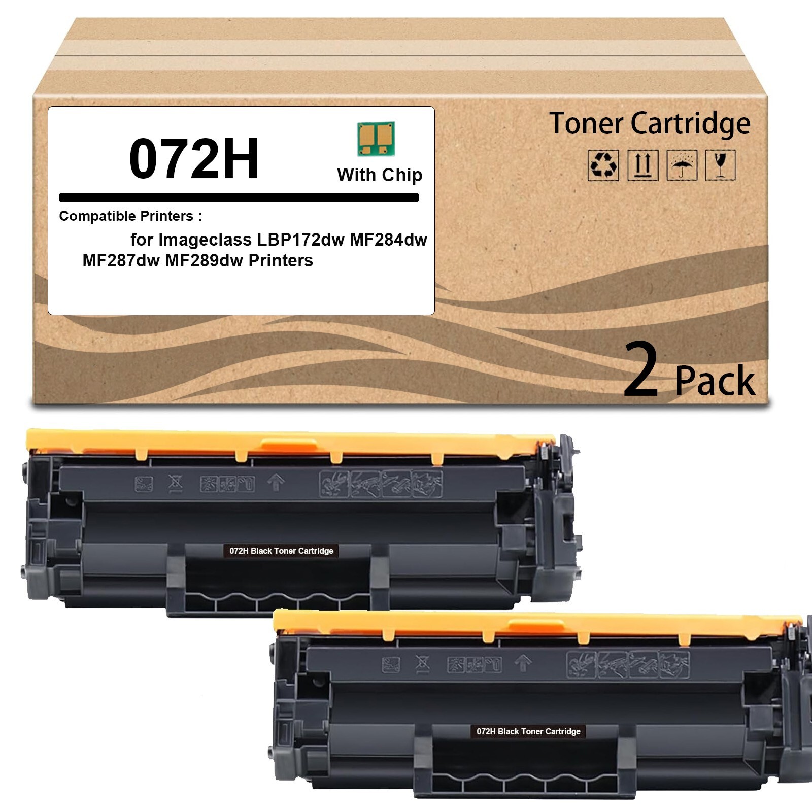 2 Pack 072H High Yield Toner Cartridge Compatible for Imageclass LBP172dw