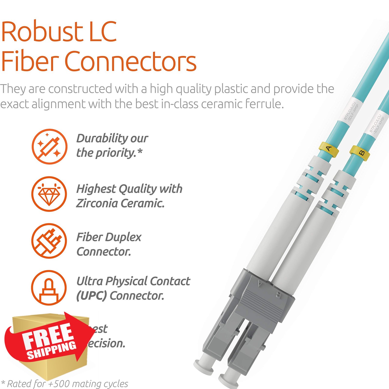 BEYONDTECH 2m LC to ST Fiber Patch Cable 2-Pack Multimode Duplex OM3