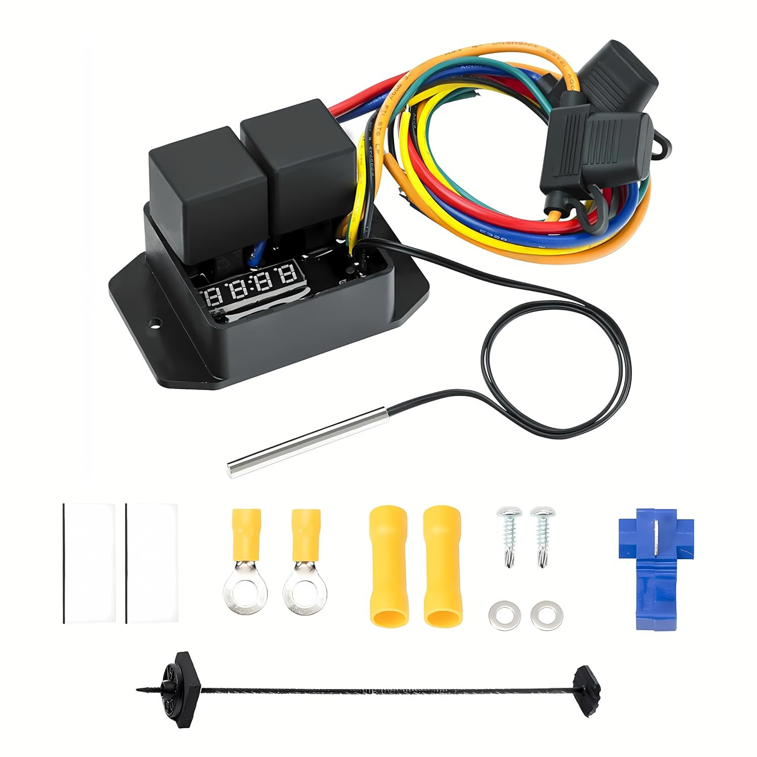 Digital Thermatic Fan Switch Kit #0444,12V and 24V, Adjustable Temperature Range