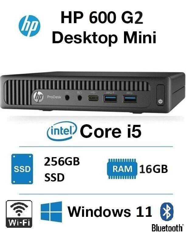 HP ProDesk 600 G2 Mini Computer Intel core i5-6500T 16gb 256gb WiFi & BT Win 11