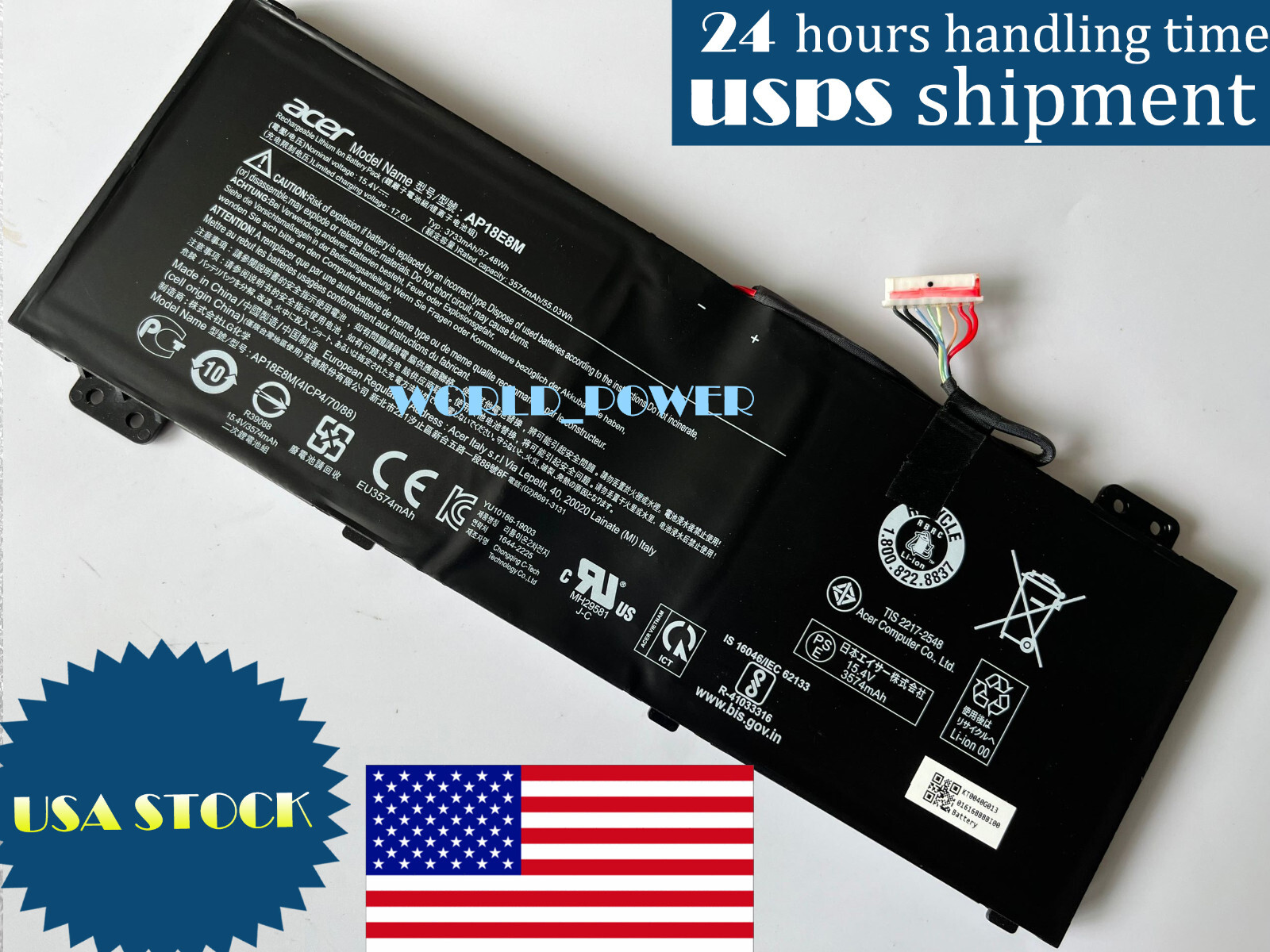 USA NEW Genuine AP18E7M AP18E8M Battery For Acer ConceptD 3 CN315-71  5 CN517-71