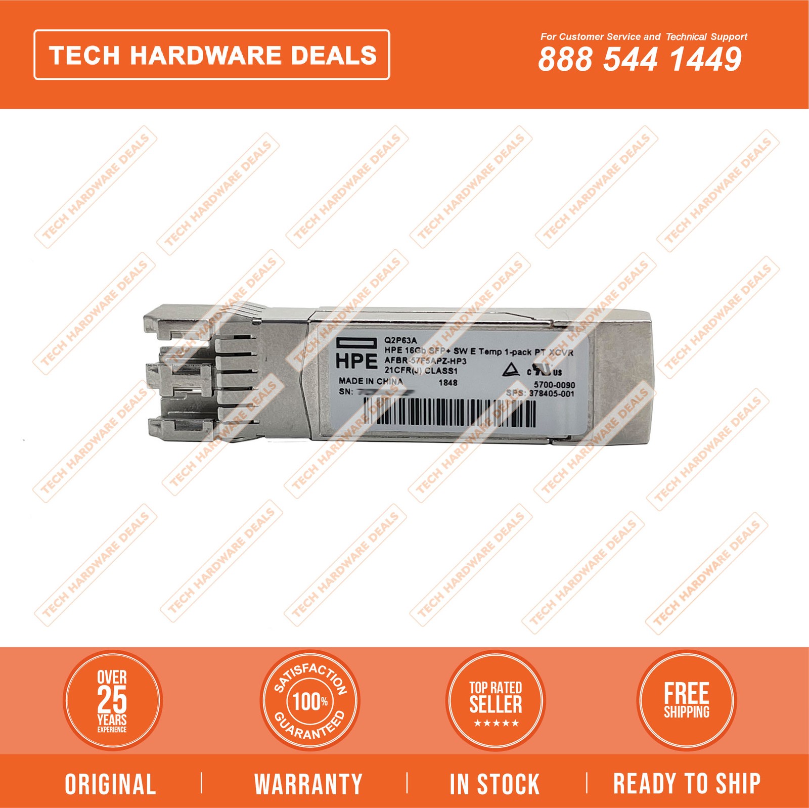 878405-001  NEW BULK HPE 16Gb SFP+ SW E Temp 1-pack PT XCVR