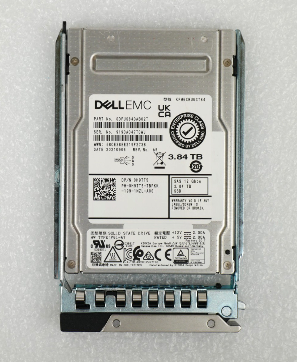 DELL EMC 0H9TT5 H9TT5 KPM6XRUG3T84 3.84TB 12Gb/s SAS 2.5" Server SSD *LOW HOURS*