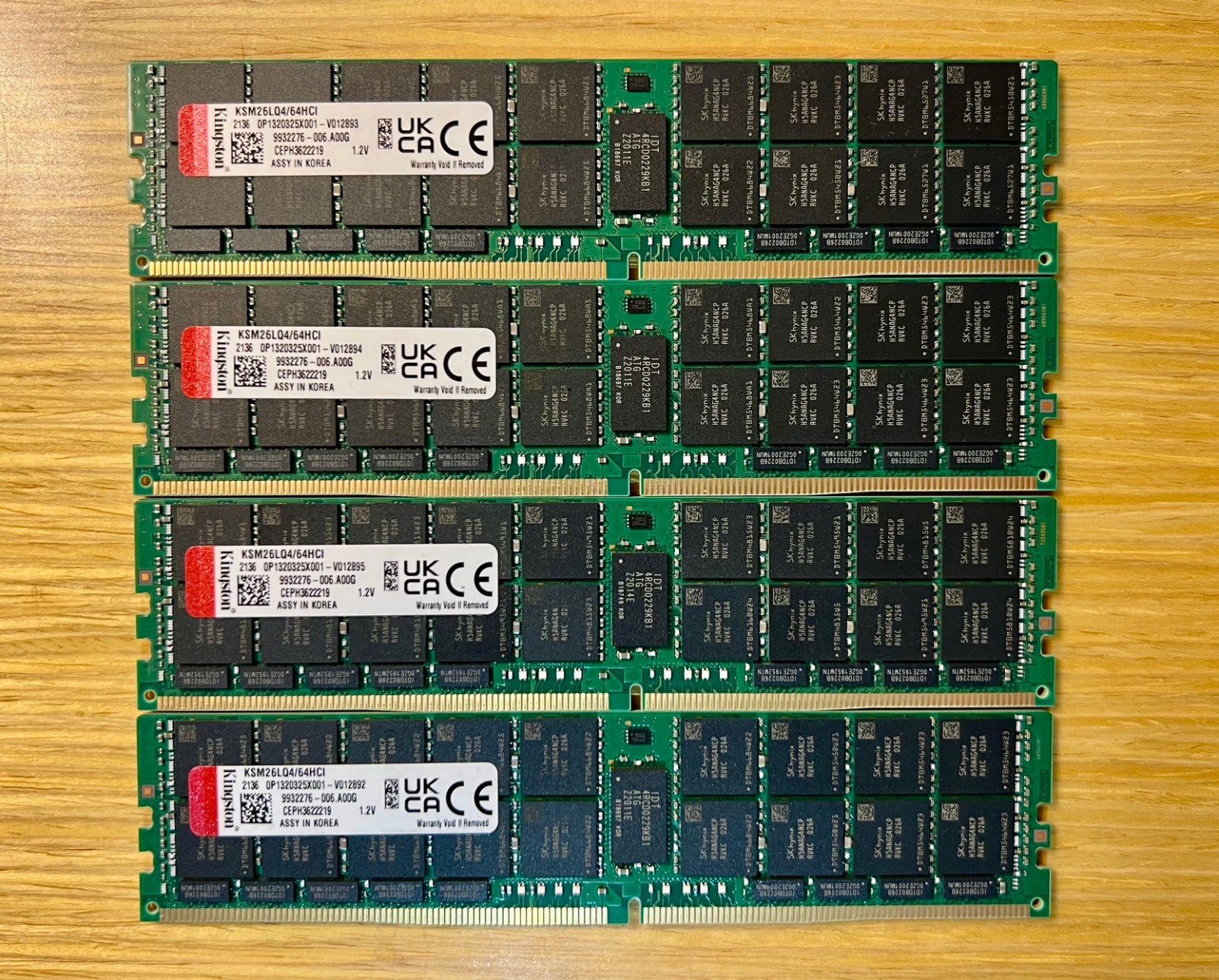 256GB Kit (4x 64GB) Kingston DDR4 2666MHz LRDIMM ECC Server RAM KSM26LQ4/64HCI
