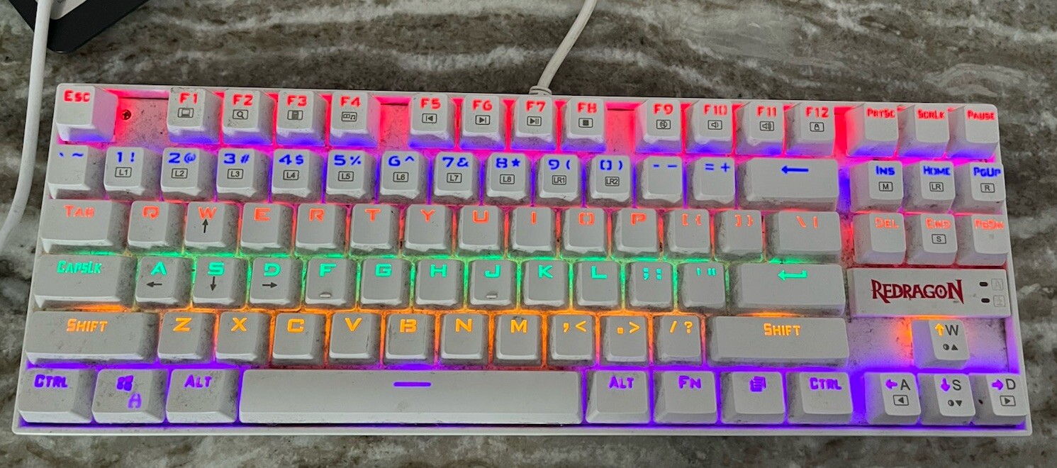 Redragon Gaming Keyboard - Red Switches K552-WR White+mouse (used)