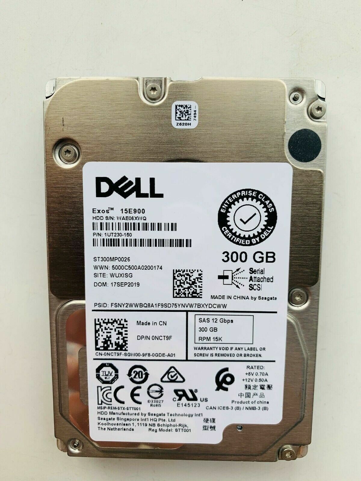 Dell NCT9F 0NCT9F 300GB 15K 12Gb/s 2.5" SAS HDD Hard Drive ST300MP0026