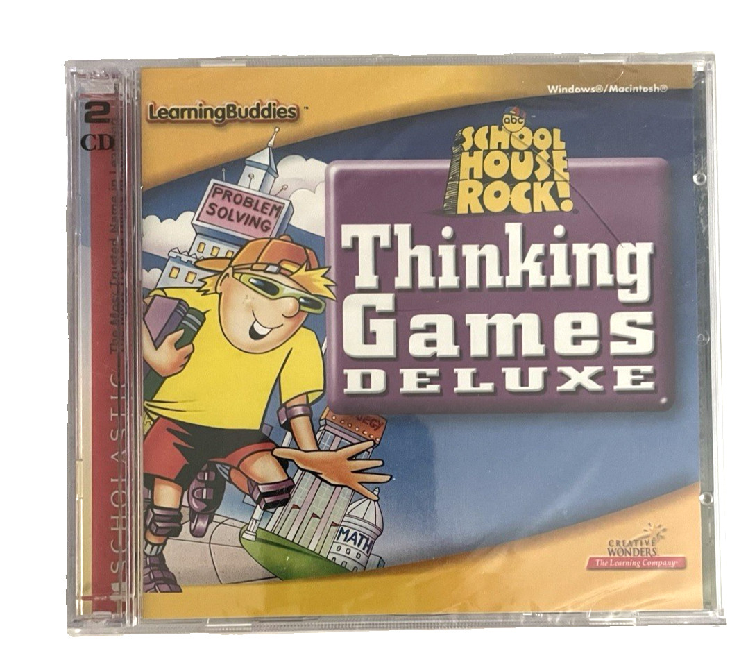 SCHOOL HOUSE ROCK Thinking Games Deluxe for PC  Windows 95 98/Mac 2-Disc CD Set