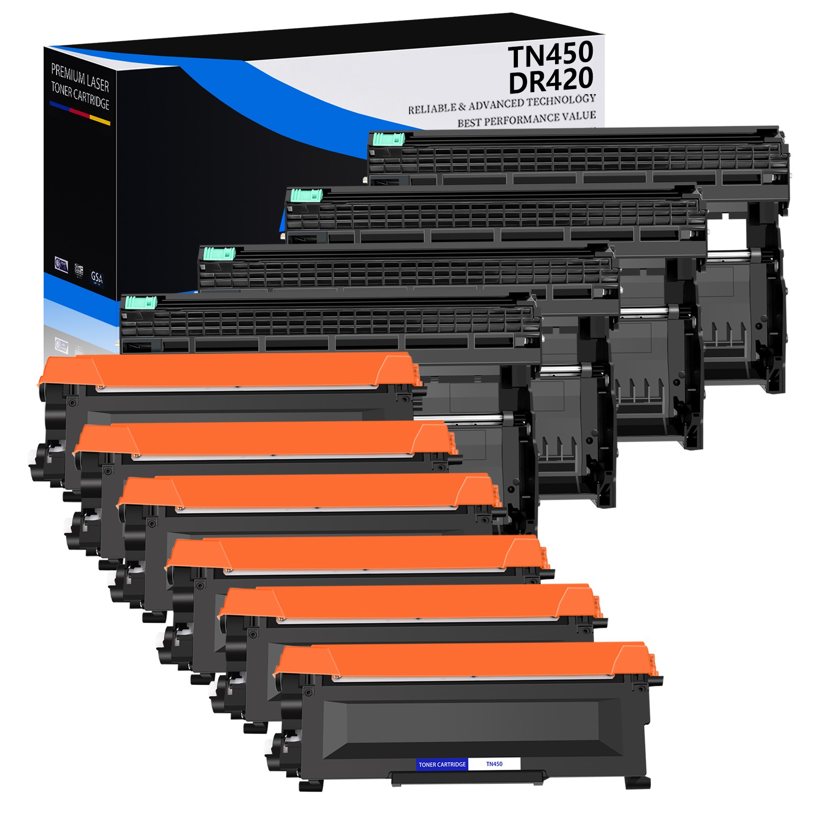 6x TN450 Toner & 4 x DR420 Drum Set for Brother HL-2280DW Intellifax 2840 2940