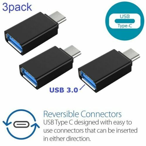 x3 (3pack) USB-C Type C 3.1 Male to USB 3.0 Female Converter Adapter OTG Black