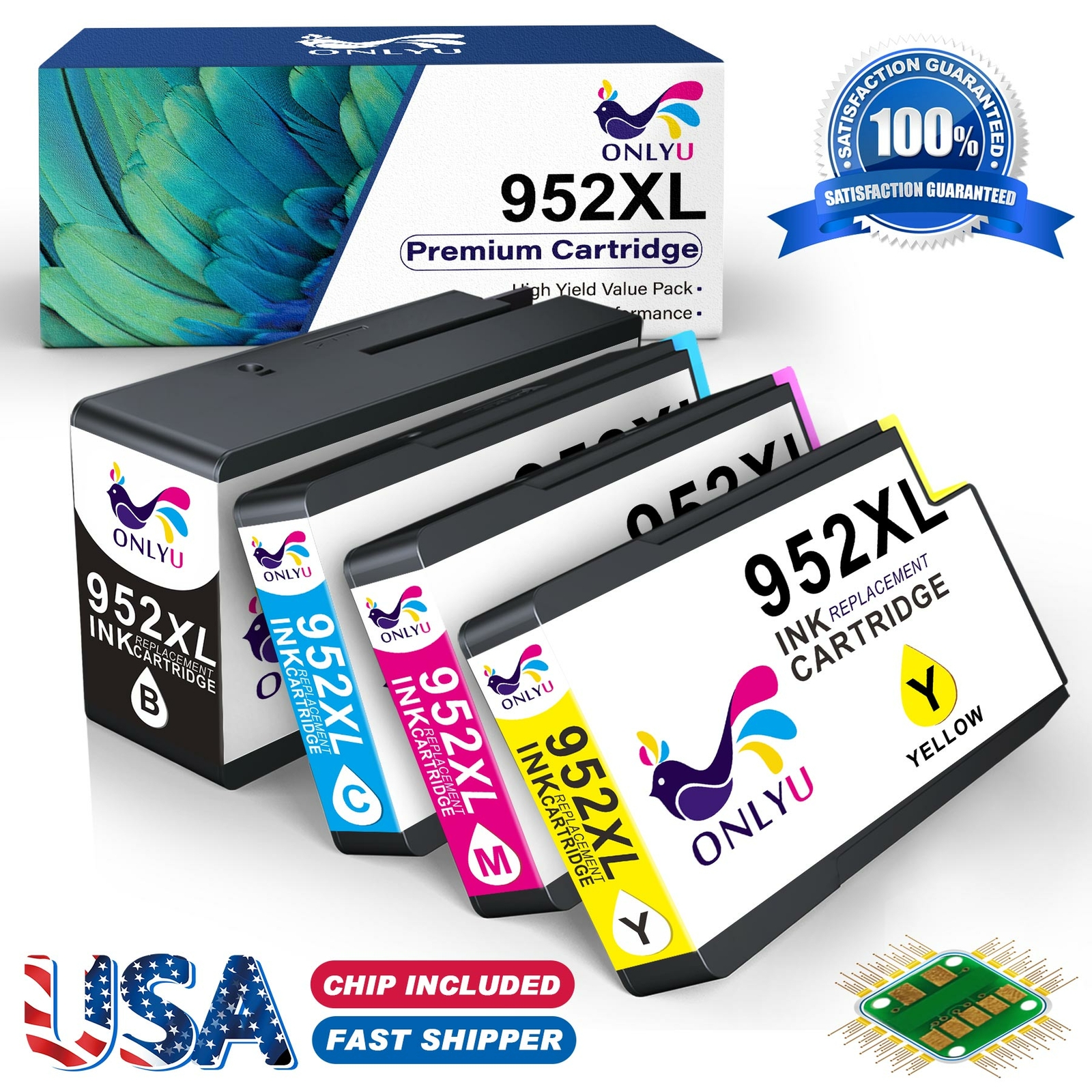 4PK Compatible 952XL Ink Cartridges for HP 952 XL OfficeJet Pro 8710 7740 7720