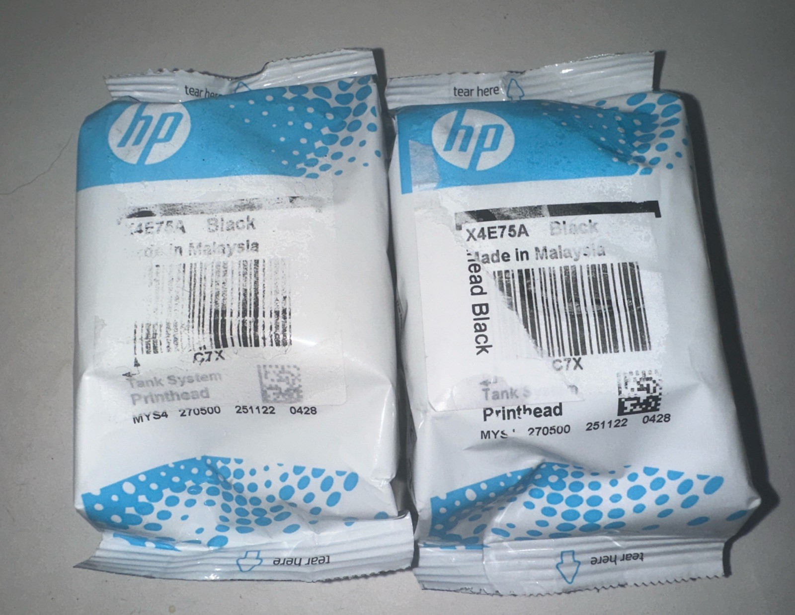 2x Genuine HP X4E75A Black Tank System Printhead Bag