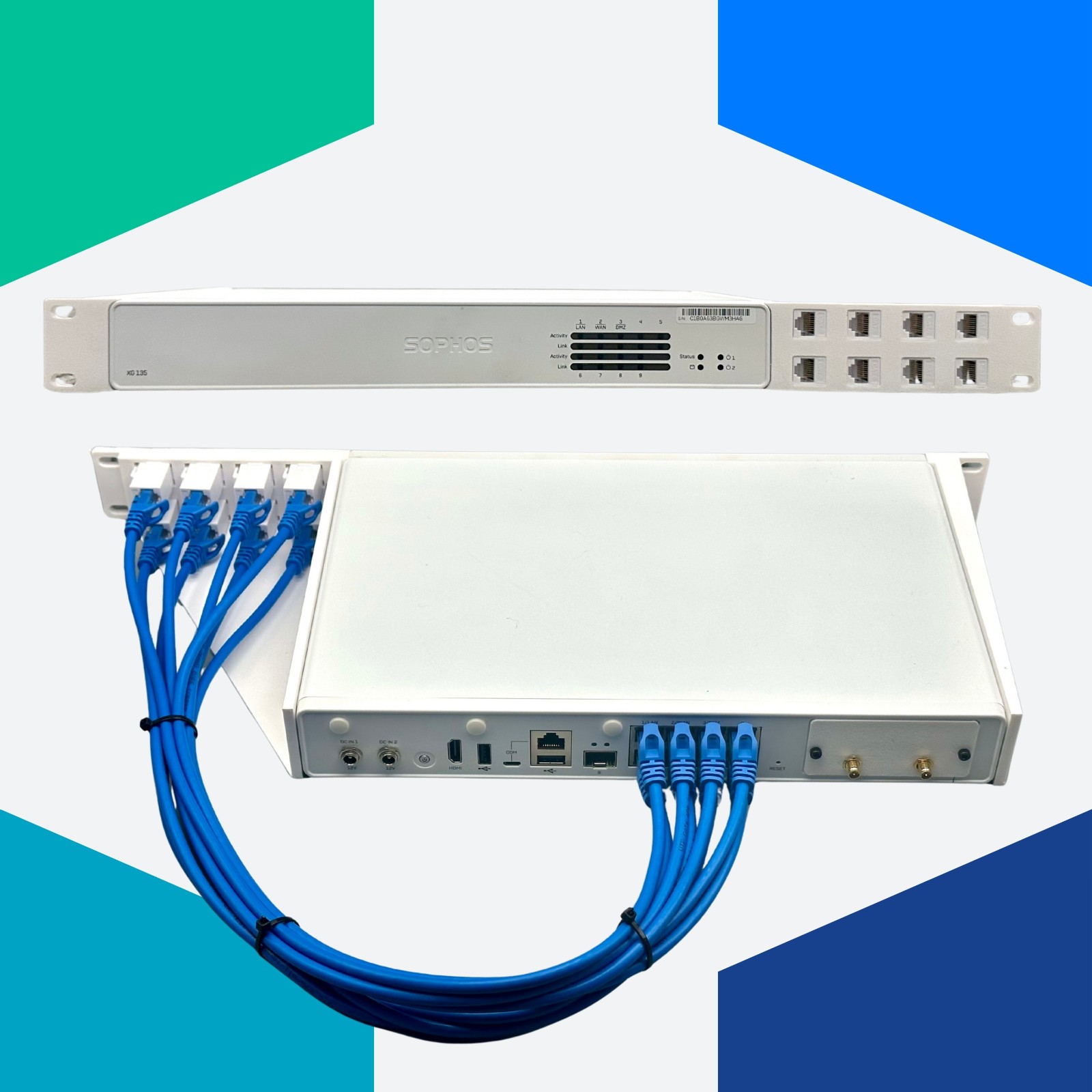 Sophos XG 125 135 XGS 116 126 136 Firewall 1U Rackmount Bracket w/ Keystone