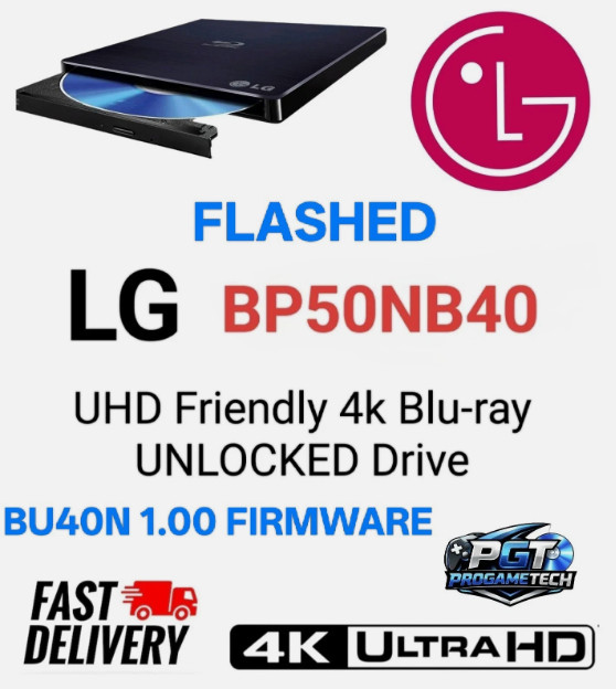 LG BP50NB40 External UHD Friendly 4K Blu-ray Burner LibreDrive MakeMKV Flashed