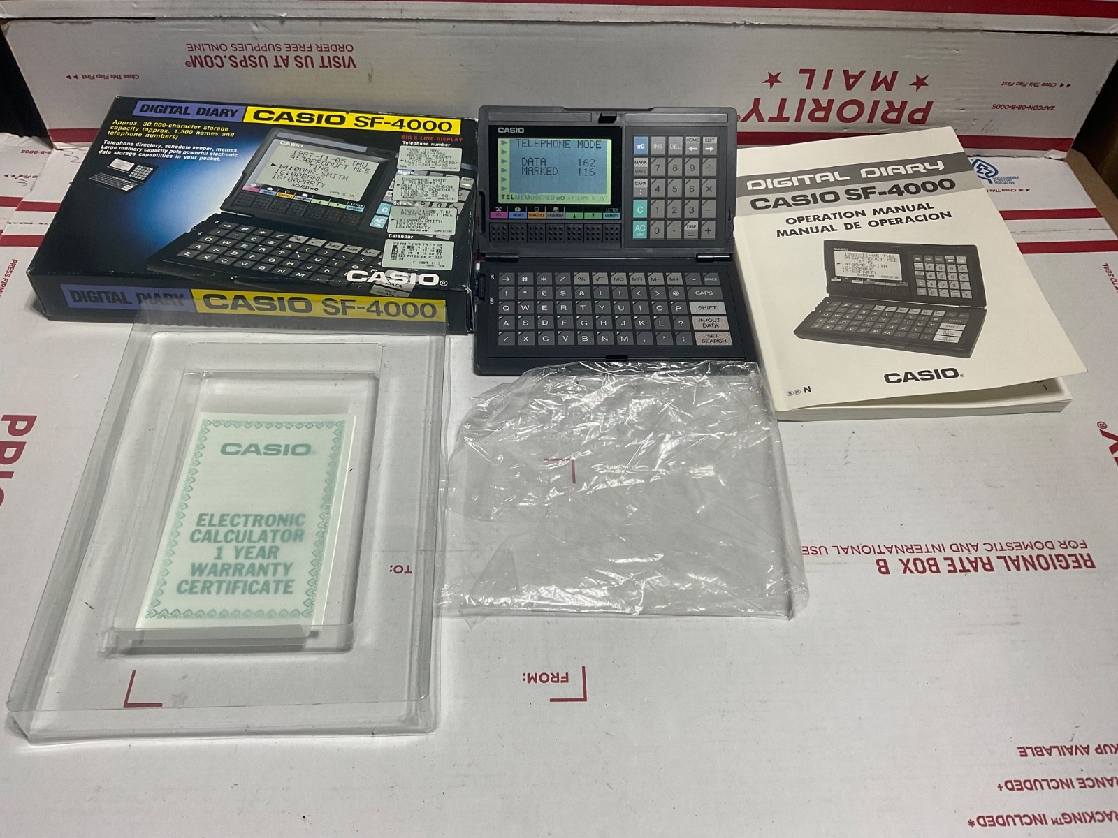 Casio Digital Diary SF-4000 Organizer & Calculator with box and manual - Works