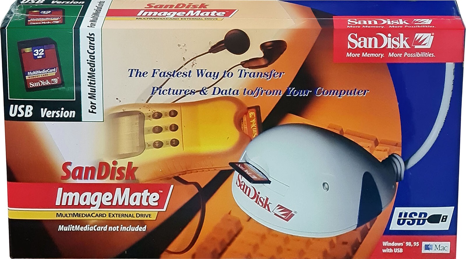 SanDisk ImageMate USB MultiMedia Card Reader/Writer, Vintage 1999, New MISB