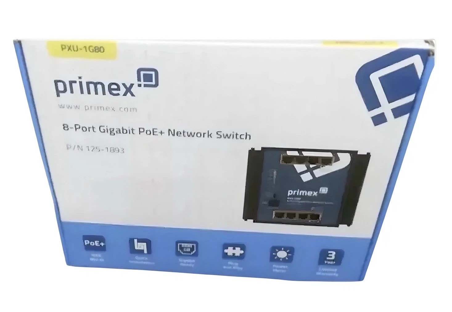 Primex PXU-1G80 Network Switch PoE+ Unmanaged  8-Port Gigabit 125-1893