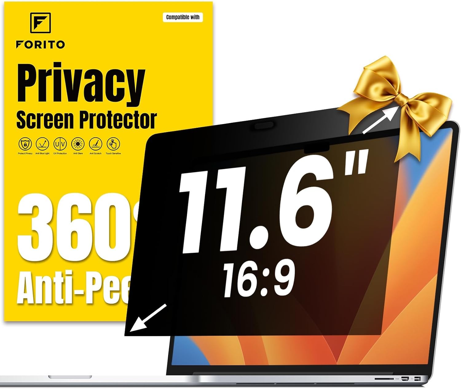 11.6 Inch Laptop Privacy Screen Protector, 360° Anti Peeping Shield for 11.6" La