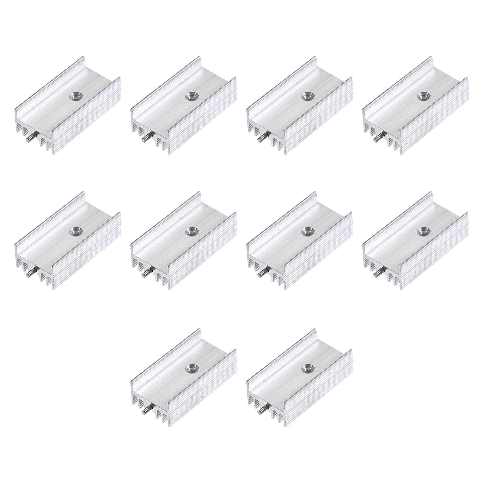 10 Pack 30x15x10mm Aluminum Cooling TO-220 Transistor Diode w/ 1×Dual Pin Silver