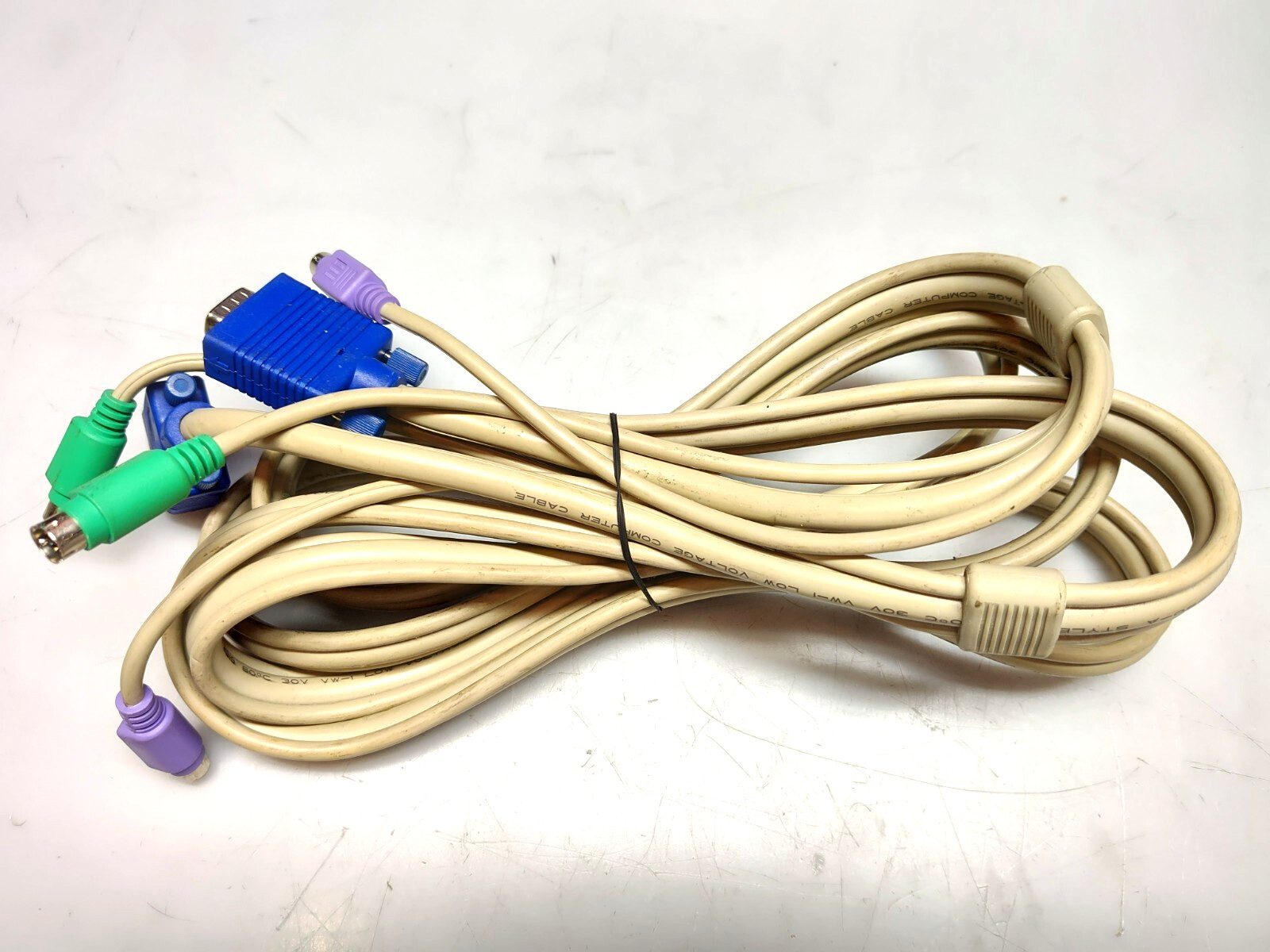 10 Ft KVM Switch Cable w/ 6-pin PS2 Keyboard Mouse & HD15 D-SUB VGA Male to Male