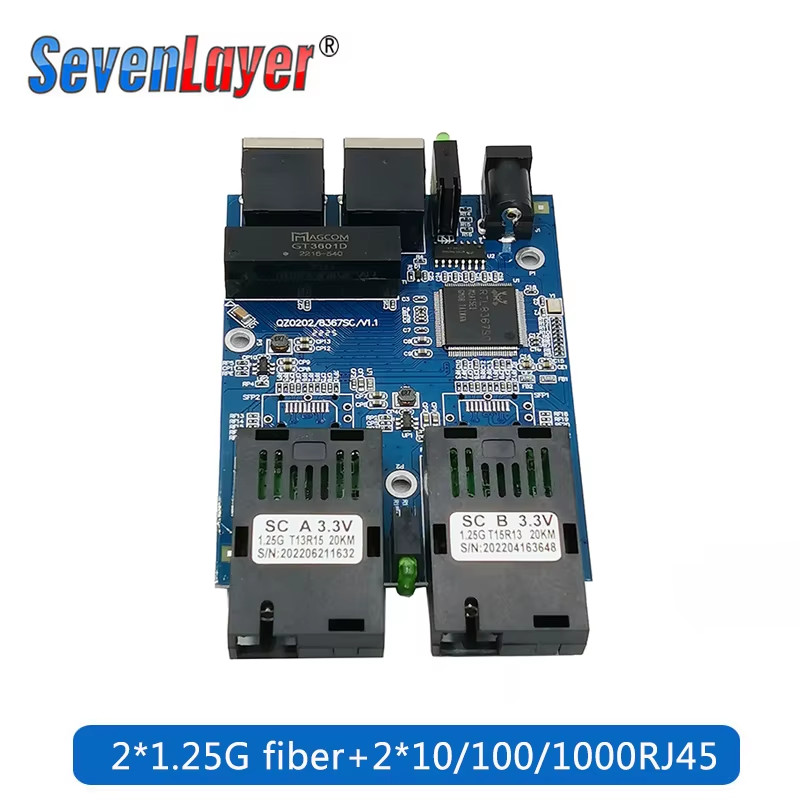 10/100/1000M Ethernet Fiber Optical  2 SC fiber Port  2 RJ45 Media Converter Gig