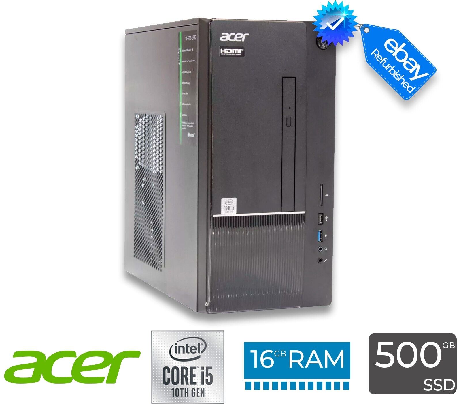 Acer Aspire TC-875 Intel i5-10400 2.8GHz 16 GB RAM 500 GB SSD HDMI USB-C Win 10P