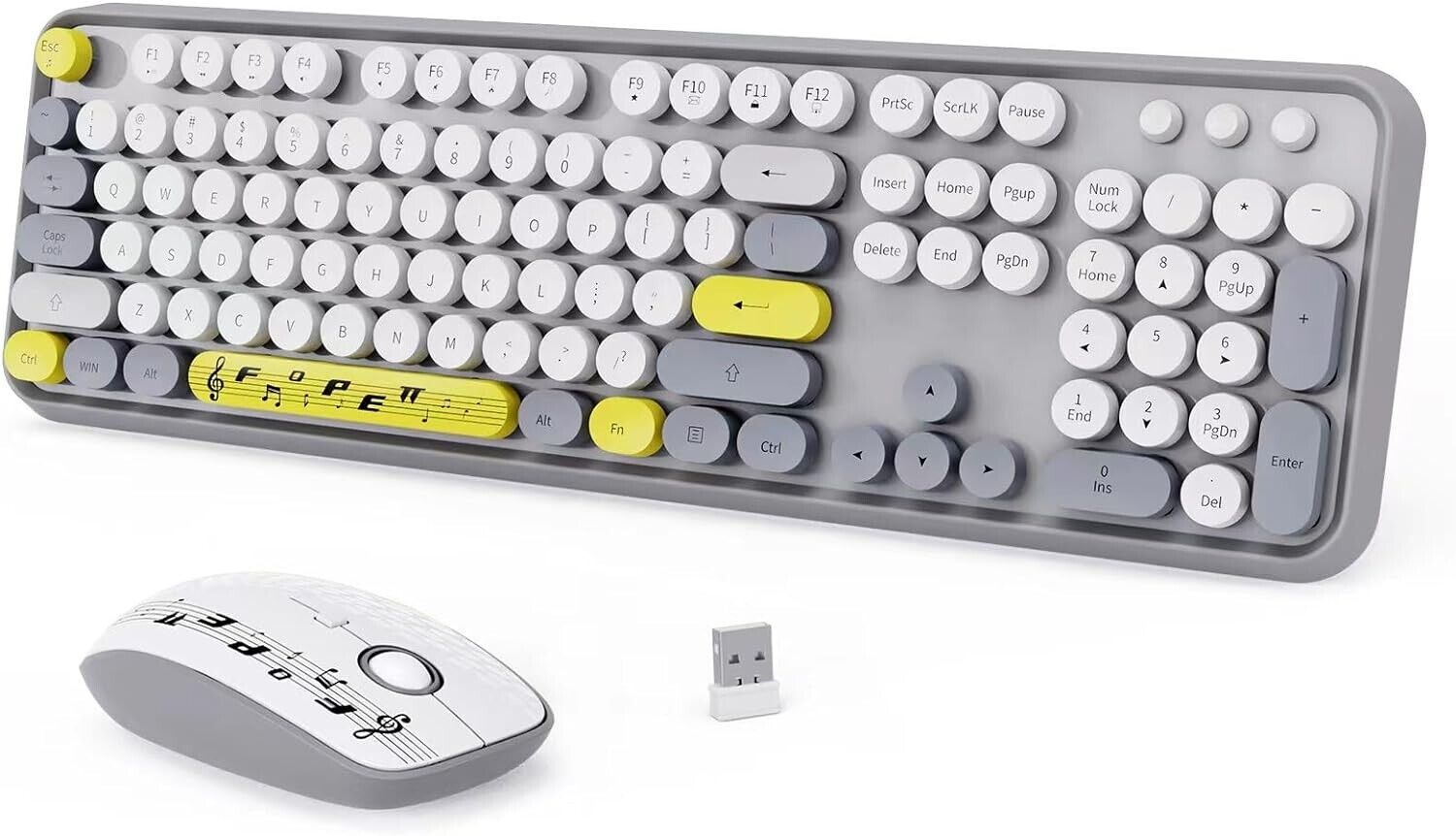 Round Keys & Retro Vibes Wireless Keyboard Mouse Combo - $36.95 (New)Round Key