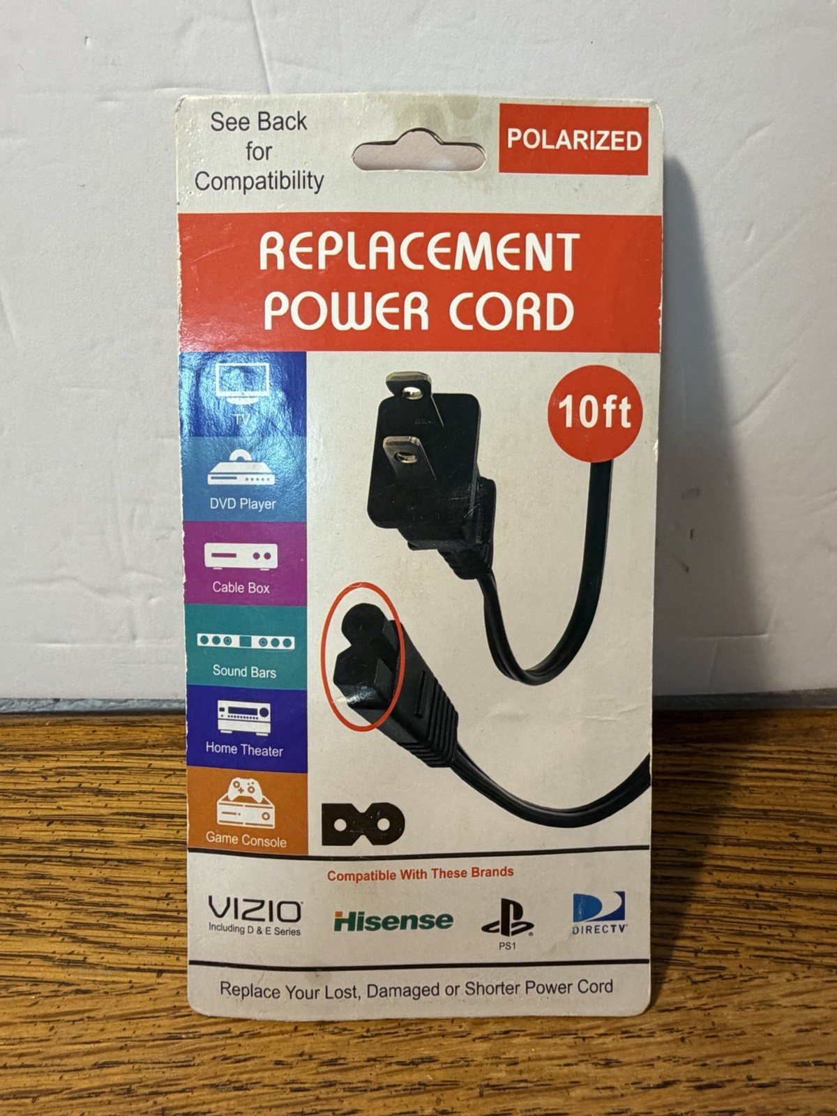 NEW Xtreme 10ft Polarized Power Cord Vizio Hisense TV DirecTV PS1 Sealed NIP