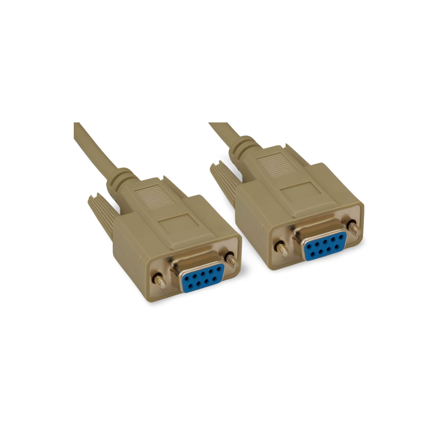 25ft Serial Null Modem Cable DB9 Female DB9 Female - Beige