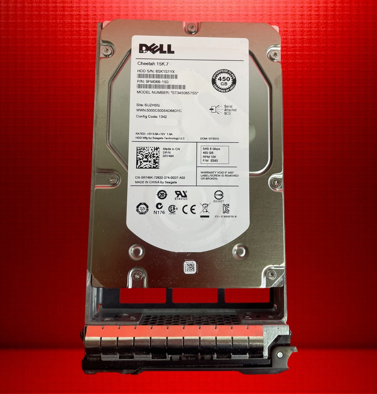 Dell R749K 0R749K 450GB 15K 6Gb/s 3.5in SAS Server Hard Drive HDD