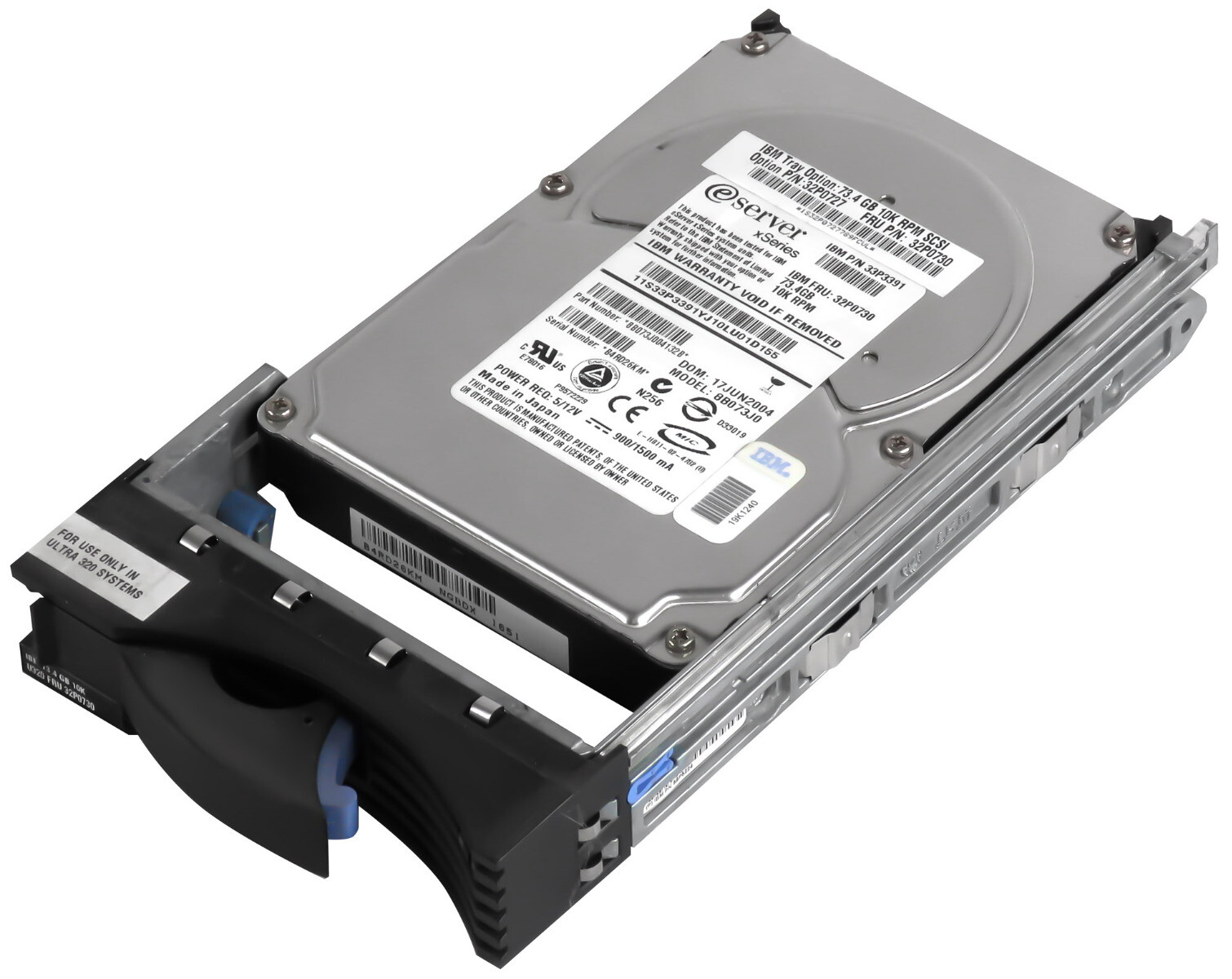 HARD DRIVE IBM 32P0730 33P3391 8B073J0 73GB 10K SCSI U320 3.5'' inch
