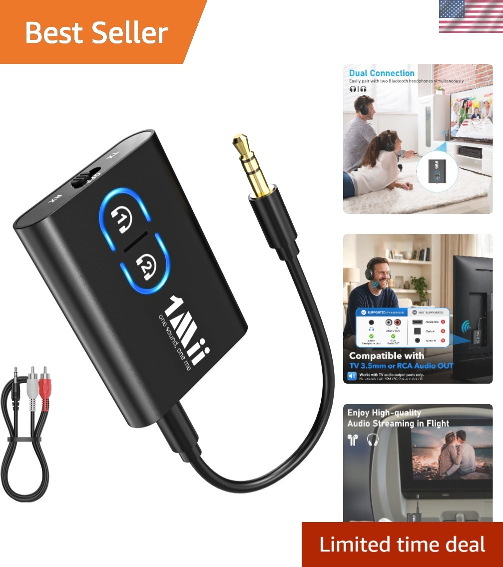 Transform Your TV & Airplane Experience: Bluetooth 5.3 Dual Headphone Adapter