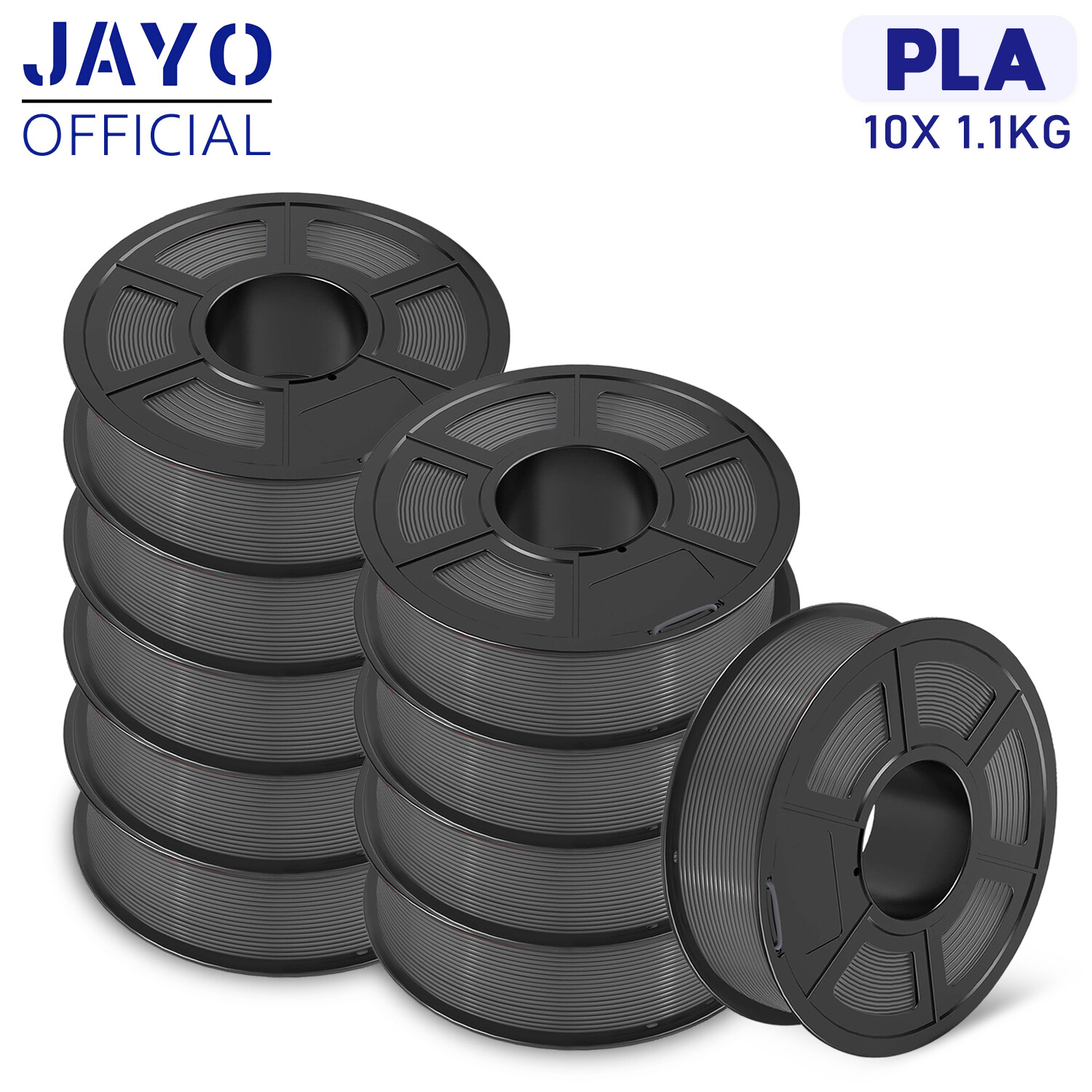 10X 1.1KG JAYO PLA 3D Printer Filament 1.75mm Gray No Bubble High Strength Bulk