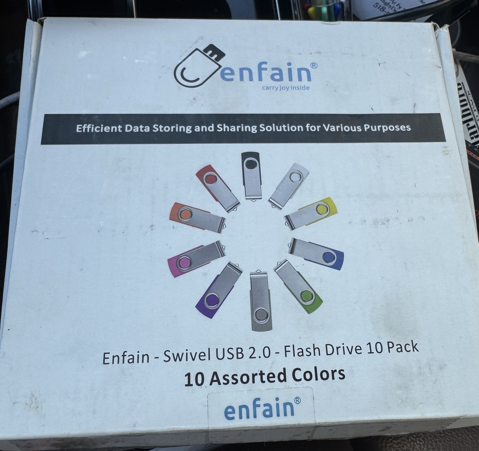 Enfain 16GB USB 2.0 Black Flash Drive Pack of 10 - Brand New