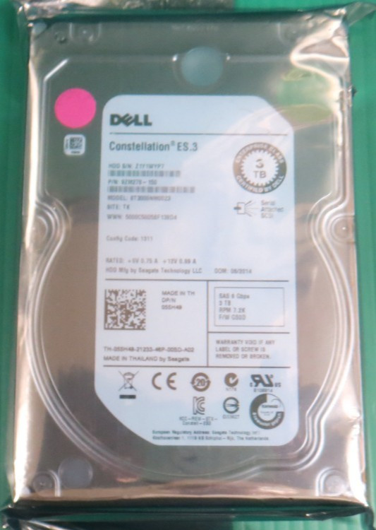 Dell / Seagate 3TB / 128MB / SAS 7.2K / 3.5" HDD / ST3000NM0023 / 55H49 / Refurb