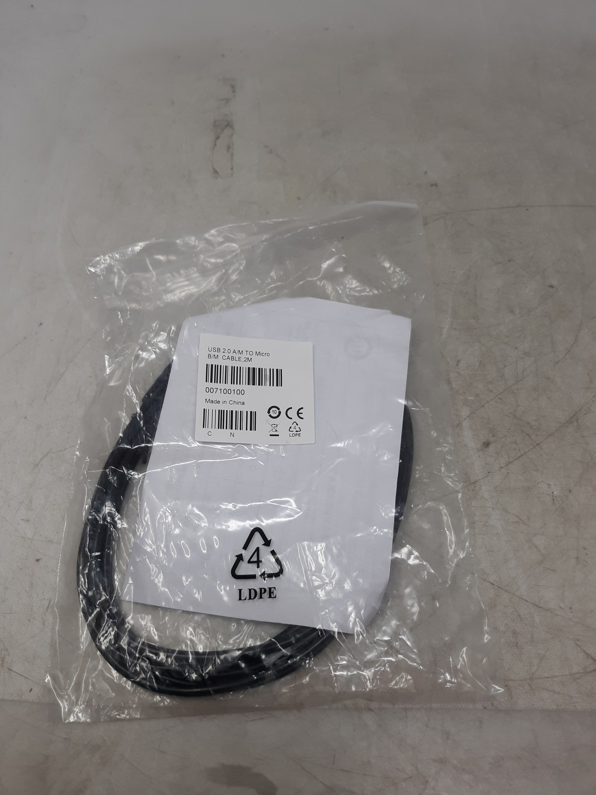 USB 2.0 A Male to Micro-B Male Cable 2m (6.5ft) – Model 007100100