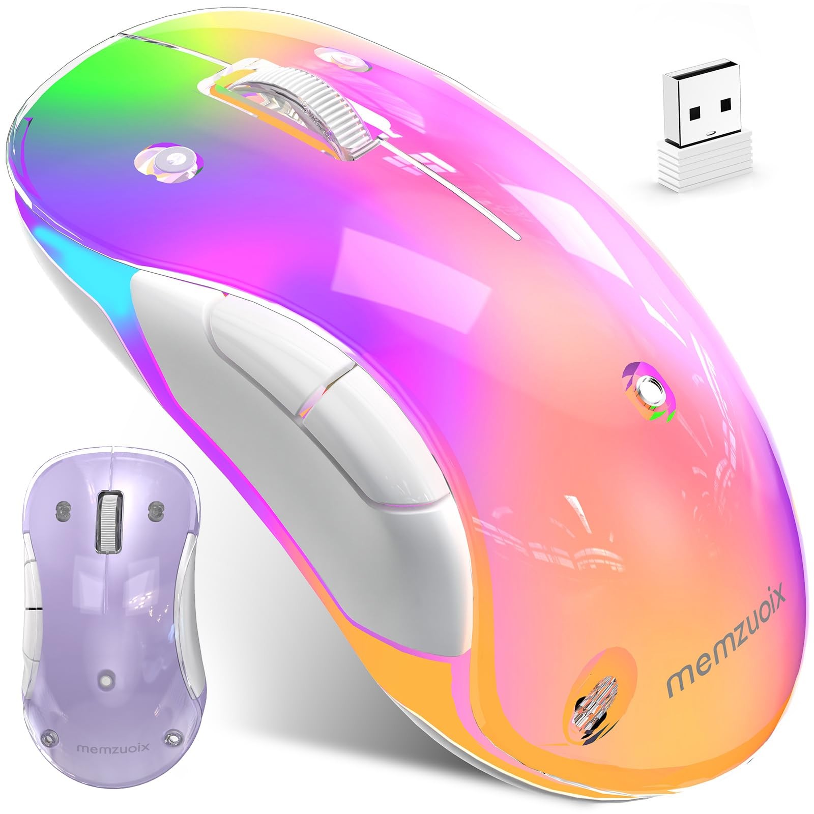 2.4G LED Wireless Mouse, Rechargeable Ergonomic Mouse with Detachable Cover, ...