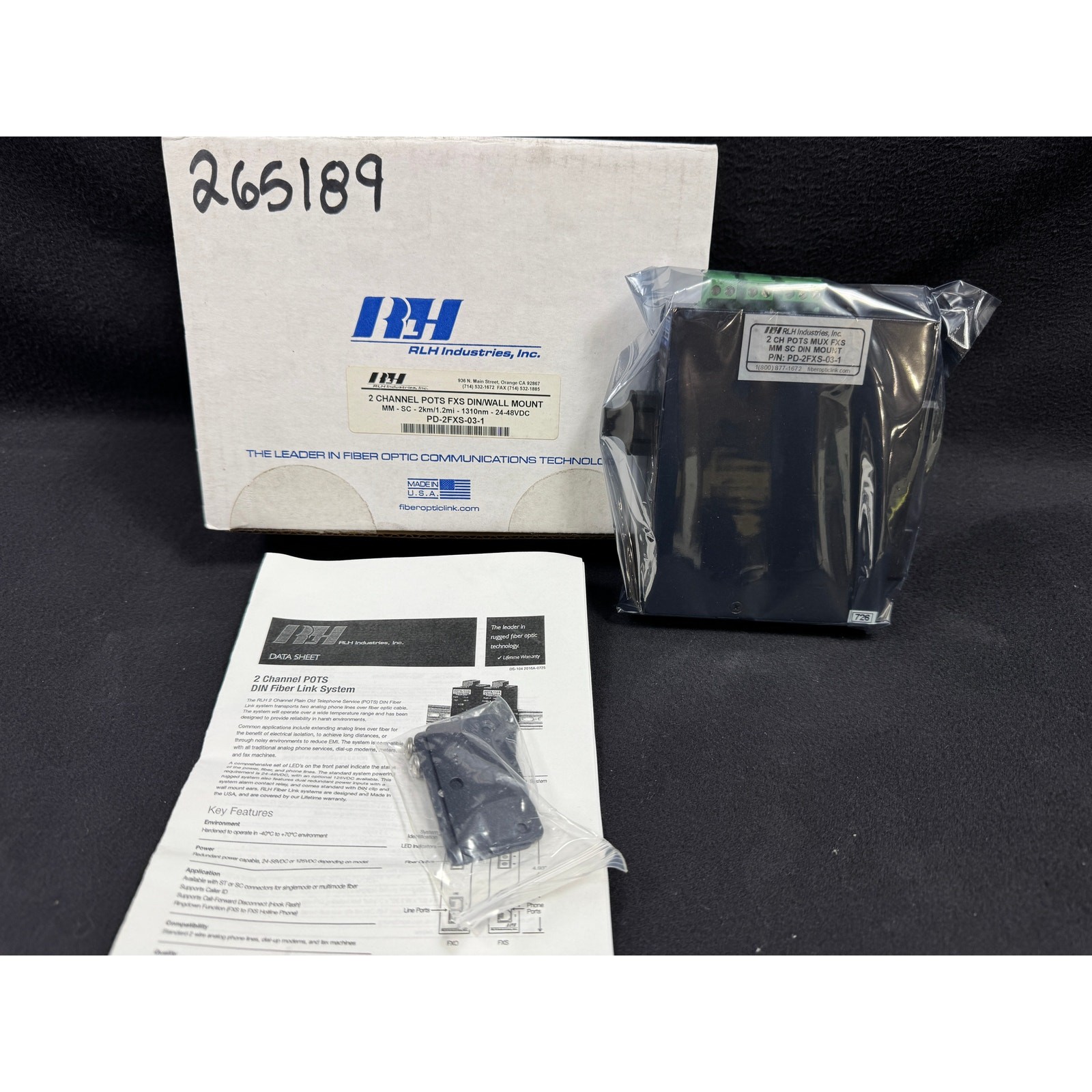 New Old Stock RLH Industries 2 Channel POTS FXS DIN/WALL Mount PD-2FXS-03-1
