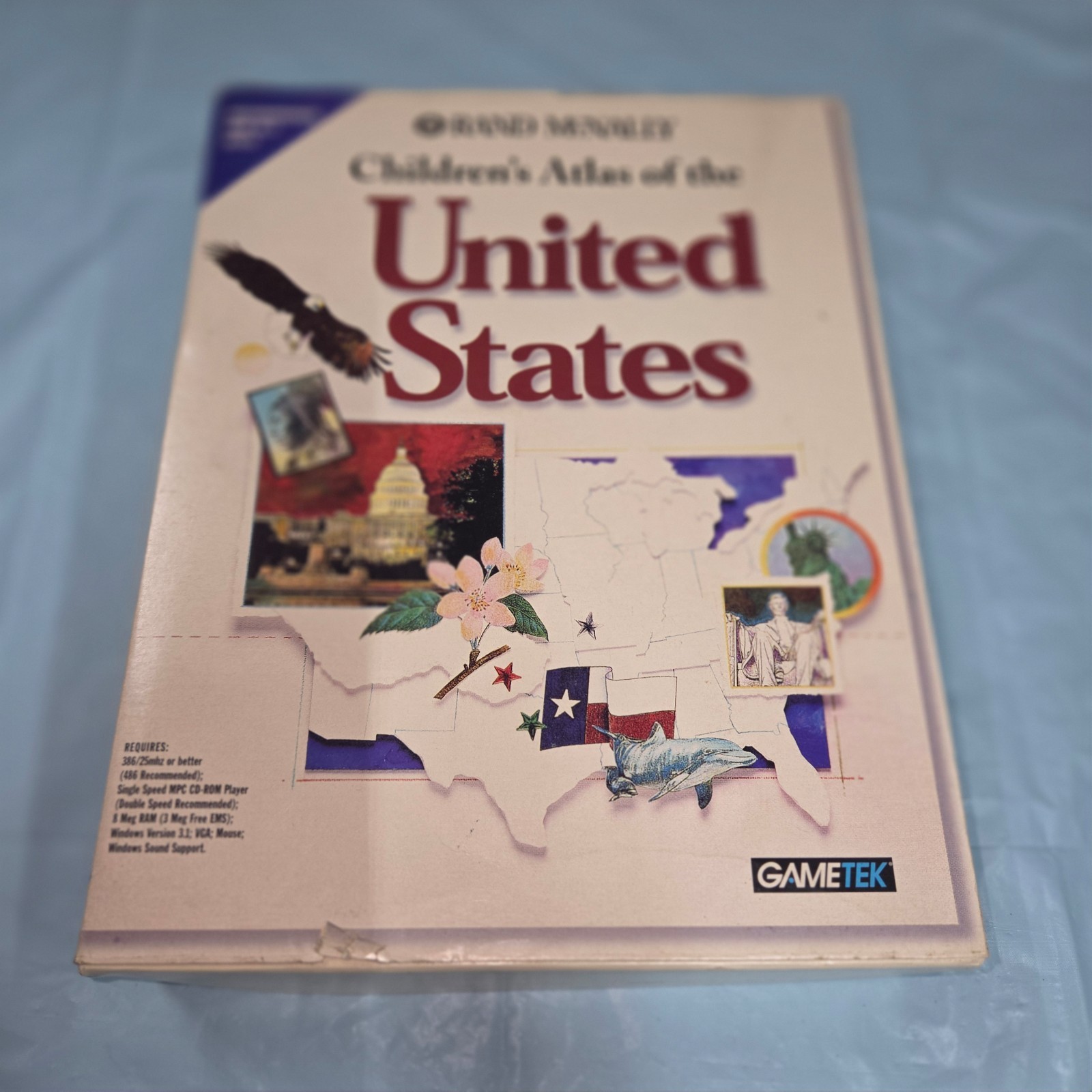 Vintage 1994 Rand McNally Children's Atlas USA GameTek PC CD-ROM Big Box