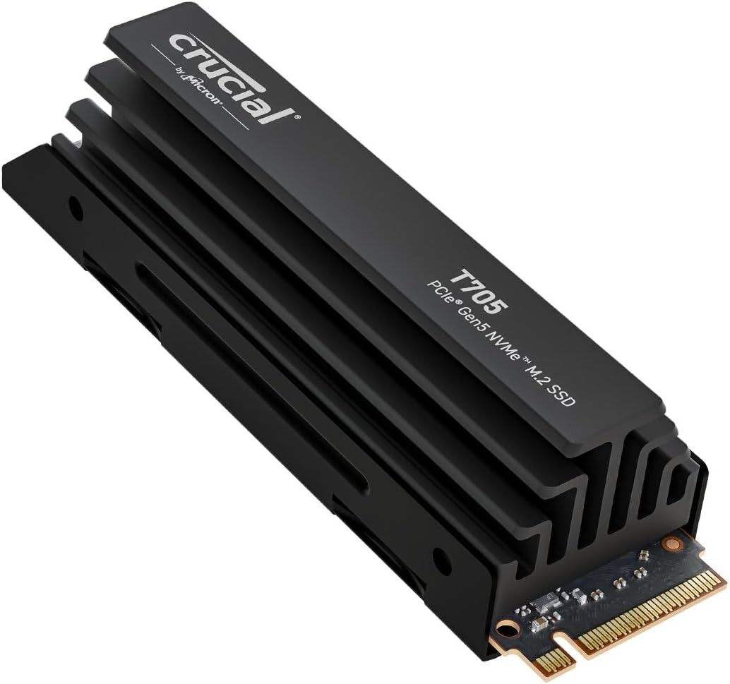 Crucial T705 1TB PCIe Gen5 NVMe SSD Heatsink 13,600MB/s TLC CT1000T705SSD5
