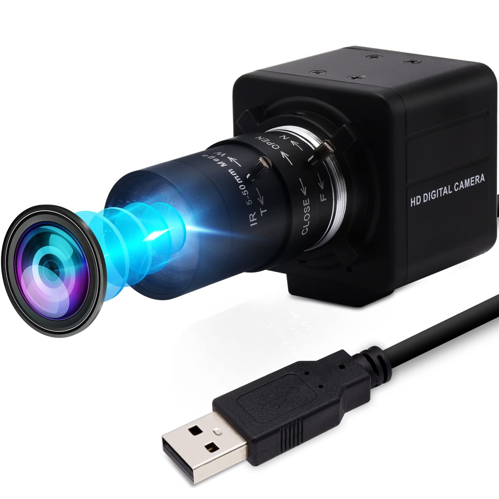 ELP 2 MP USB Web Camera, 260 fps 5-50 mm Zoom Manual Focus Webcam Lens, 1080P US