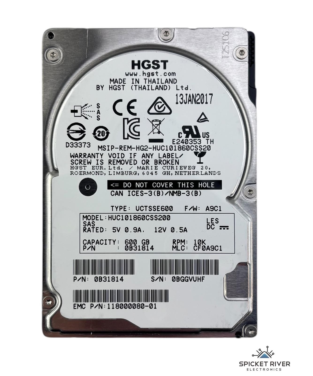 Lot of 4 - HGST HUC101860CSS200 600GB SAS 12Gb/s 10K RPM 2.5" Enterprise HDD