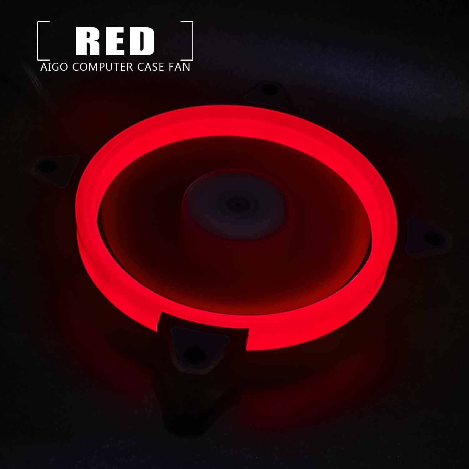 3PCS Red Halo 140mm LED PC CPU Gaming Computer Case Cooling Neon Clear Fan Mod